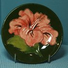 Moorcroft Pin Dish in the Coral Hibiscus Pattern