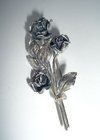 Solid Silver Brooch Designed as a Spray of Roses