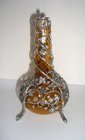 Antique Silver and Amber Glass Scent Bottle made in Florence