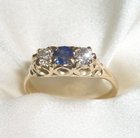 Vintage 18ct Gold Three Stone Sapphire and Diamond Ring