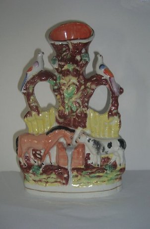 Victorian Staffordshire Spill Vase - The Good Companions