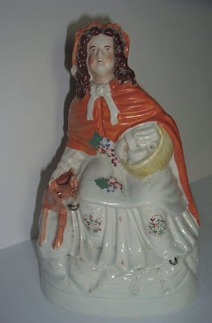 Victorian Staffordshire Figure - Little Red Riding Hood