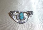 Arts & Crafts Brooch Silver with Turquoise Cabochon Liberty Style
