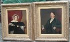 Pair 19C oils on canvas, lady and gentleman