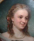 19th C oil on canvas portrait of a young woman