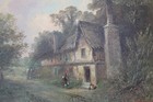 19th C oil on panel Cottages nr Stratford on Avon
