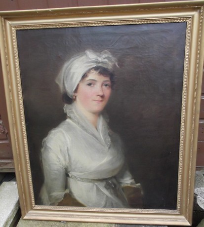 18th/19th C oil on canvas, portrait of a lady