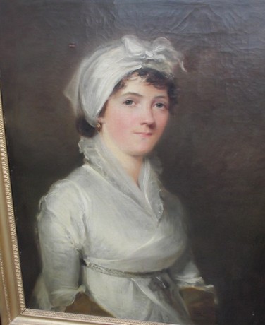 18th/19th C oil on canvas, portrait of a lady