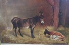 19th C oil on canvas, Donkey & Goat
