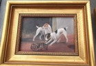 Pair early 20C oils on board, Terriers