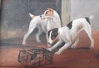 Pair early 20C oils on board, Terriers