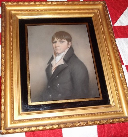 Early 19th C PASTEL portrait of a young man
