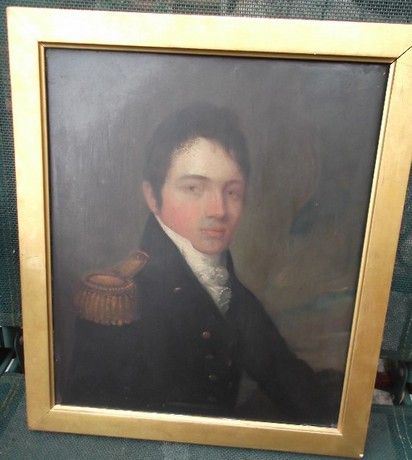 19th C oil on panel, portrait of a Naval Officer