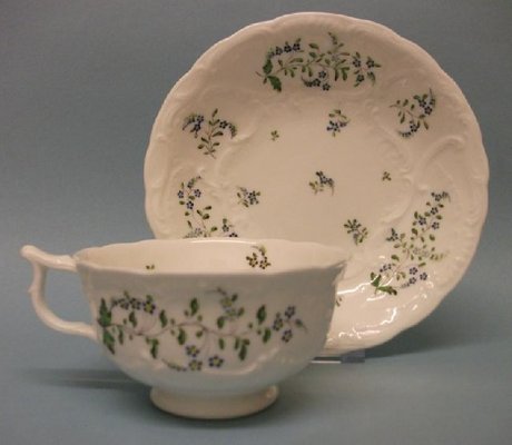 A Minton 'Dresden Embossed' Tea Cup & Saucer