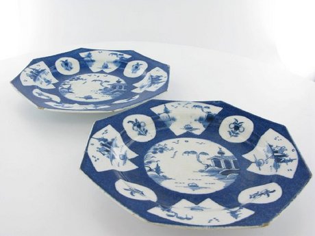 Pair Of Bow Octagonal Dishes
