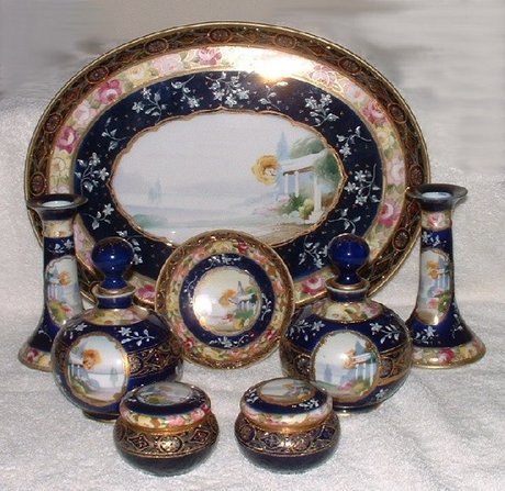Noritake 8 Piece Dressing Table Set, Complete with Tray.