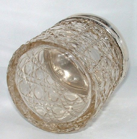 Hobnail Glass & Silver Hair Tidy. Makers  William Aitken