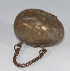 Silvergilt and Brass Thimble Case with chain