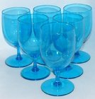 Set of 6 Turquoise Wine Glasses