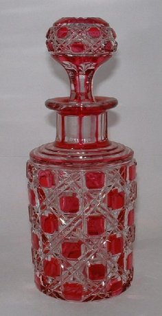 Large Cranberry Flashed Cologne Bottle