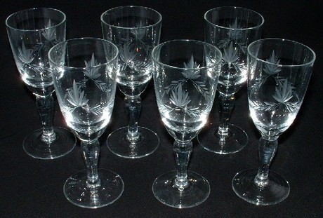 Set of 6 Victorian Sherry Glasses