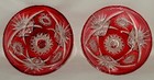 Pair of Cranberry Cased Dishes