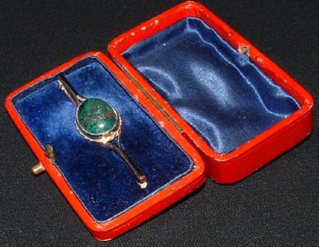 9ct Rose Gold Moss Agate Brooch