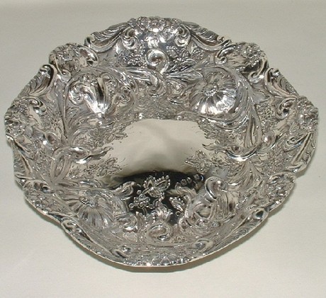 Large Silver Embossed Bowl