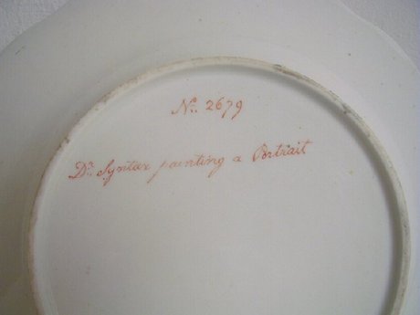 New Hall Porcelain Plate 'Dr Syntax Painting a Portrait