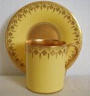 Antique Coalport Porcelain Canary Jewelled Cup & Saucer