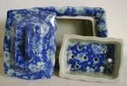 Victorian Flow Blue Ironstone Soap Dish with Drainer