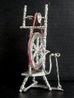 Sterling Silver Miniature Spinning Wheel,Working Treadl