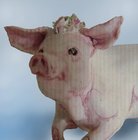 'This Little Piggy Stayed at Home' Art Pottery Sculpture Signed