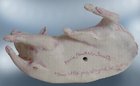 'This Little Piggy Stayed at Home' Art Pottery Sculpture Signed