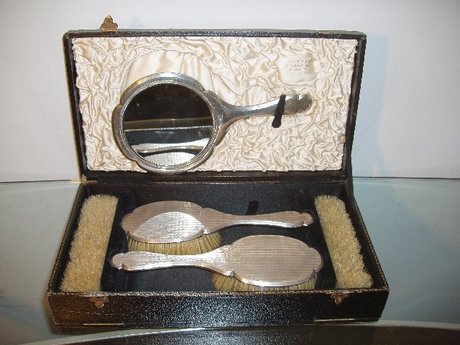 Gentleman's Silver Brush & Mirror Set