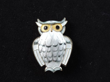 David-Andersen (Oslo, Norway) Silver-Gilt & Enamel Owl Brooch