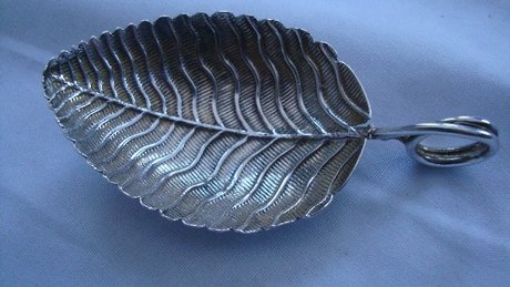 Elizabeth Morely Caddy Spoon:  Leaf Design