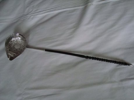 Solid Silver Toddy Ladle with Queen Anne Coin:  1711
