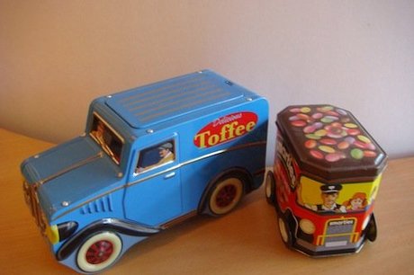 Smartie and Toffee Tins shaped as Delivery Vans