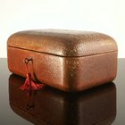  Stunning Antique Leather Sewing Box by W J Milne of Edinburgh, S