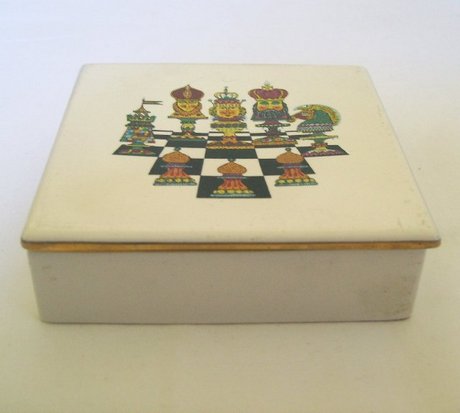 Carlton Ware Mid Century Chess Board Design Lidded Box