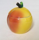 Carlton Ware Hand Painted Lidded Peach Shaped Preserve Pot