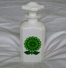 Italian Pop Art Floral Design Milk Glass Bottle