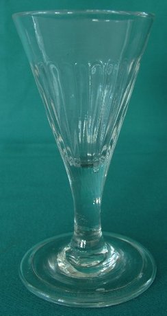 Georgian Trumpet Bowled Ribbed Cordial Glass c.1770