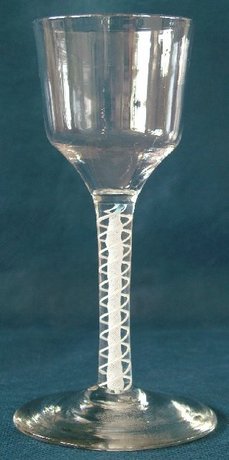 Georgian Double Series Opaque Twist Wine Goblet c.1750