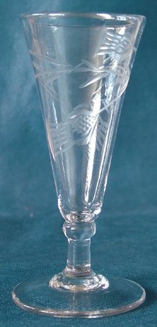 19th Century Dwarf Ale Glass with Cut Thistle Design