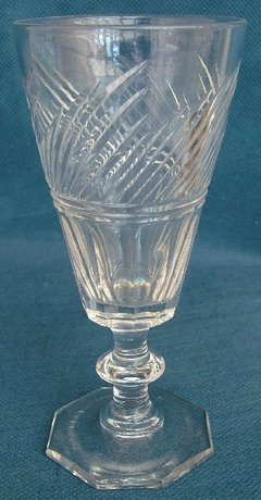 Late Georgian Large Wine Glass on Octagonal Foot