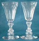 Pair of Victorian Trumpet Bowled Hollow Stemmed Wine Glasses