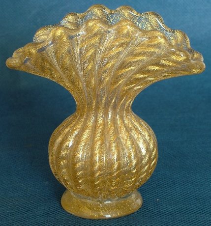 Barovier & Toso Cordonato Oro Small Flared Posy Vase