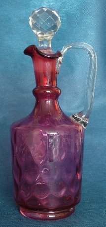 Late Victorian Dimpled Cranberry Glass Decanter